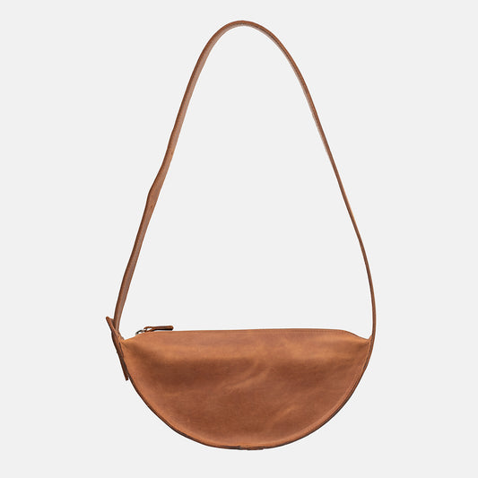 Brąz koniakowy damska torebka skórzana Eclipse M - widok z boku