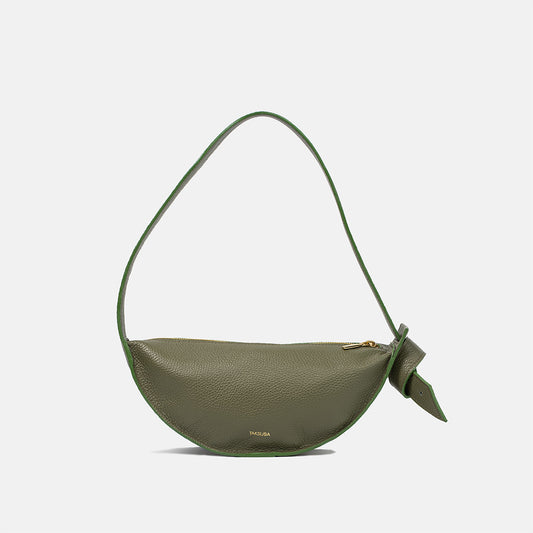 Skórzana torebka Eclipse M w kolorze oliwkowym z eleganckim paskiem