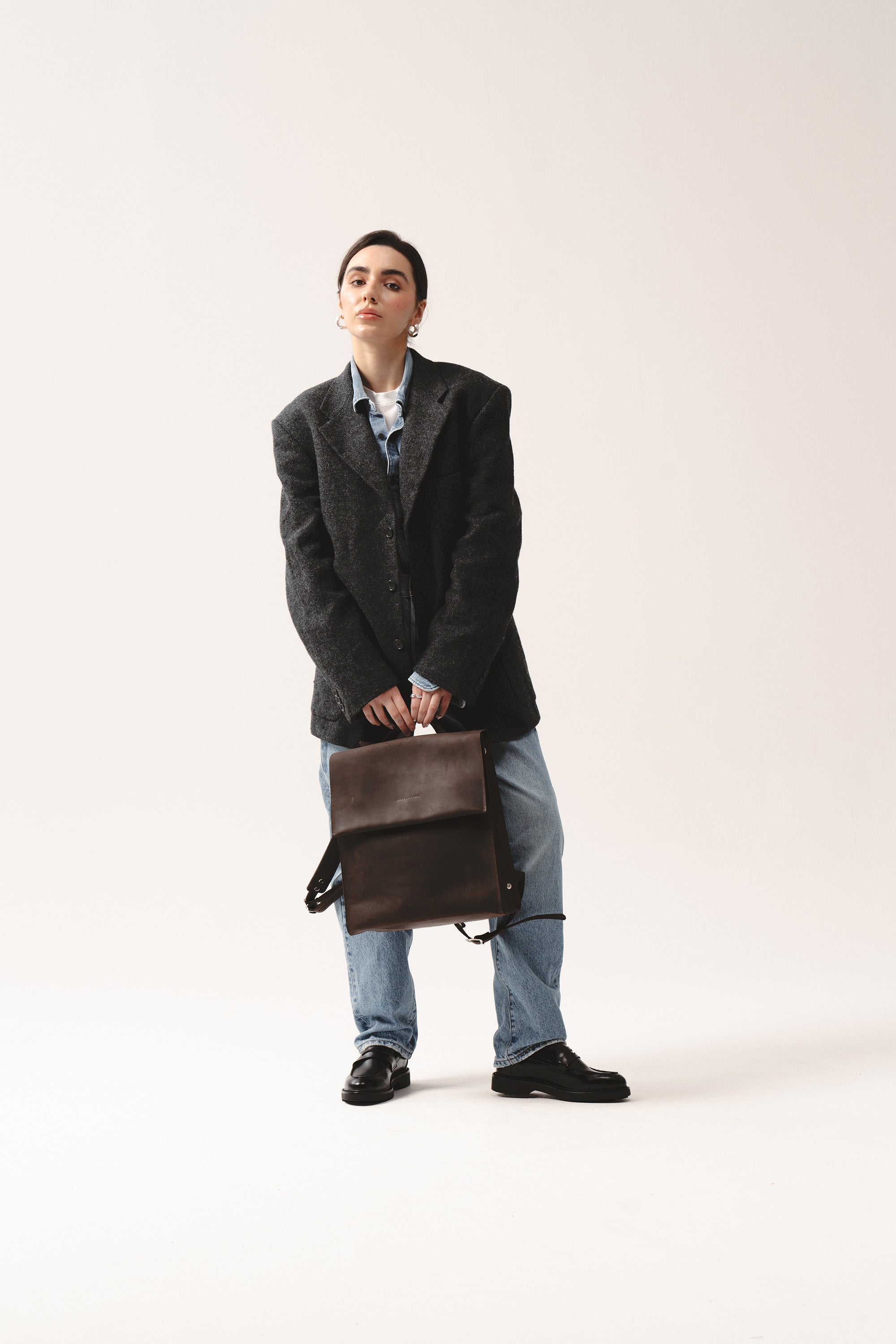 Fi Leather Backpack (Dark Brown)