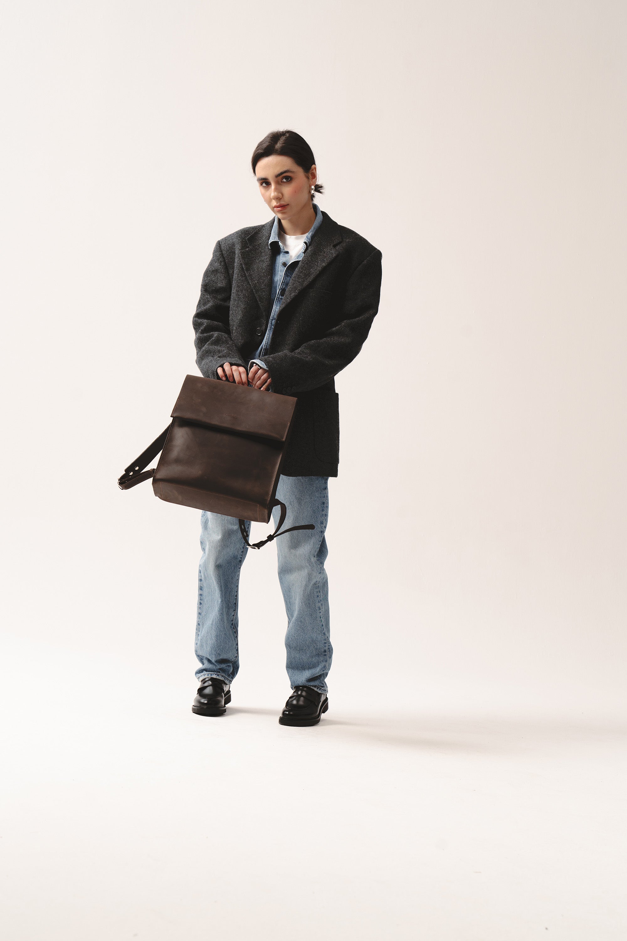 Fi Leather Backpack (Dark Brown)