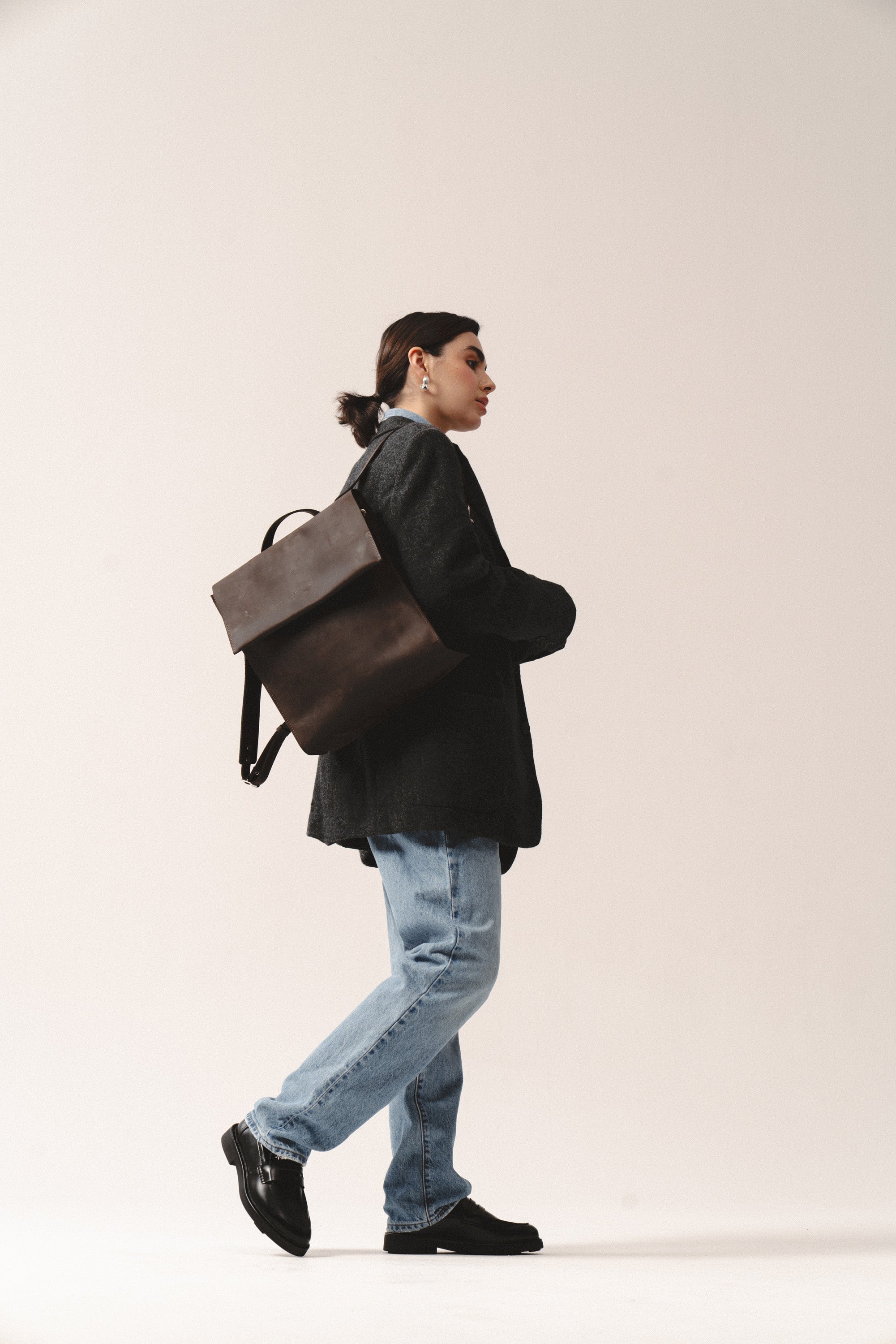 Sac à Dos en Cuir - Fi (Marron Foncé)