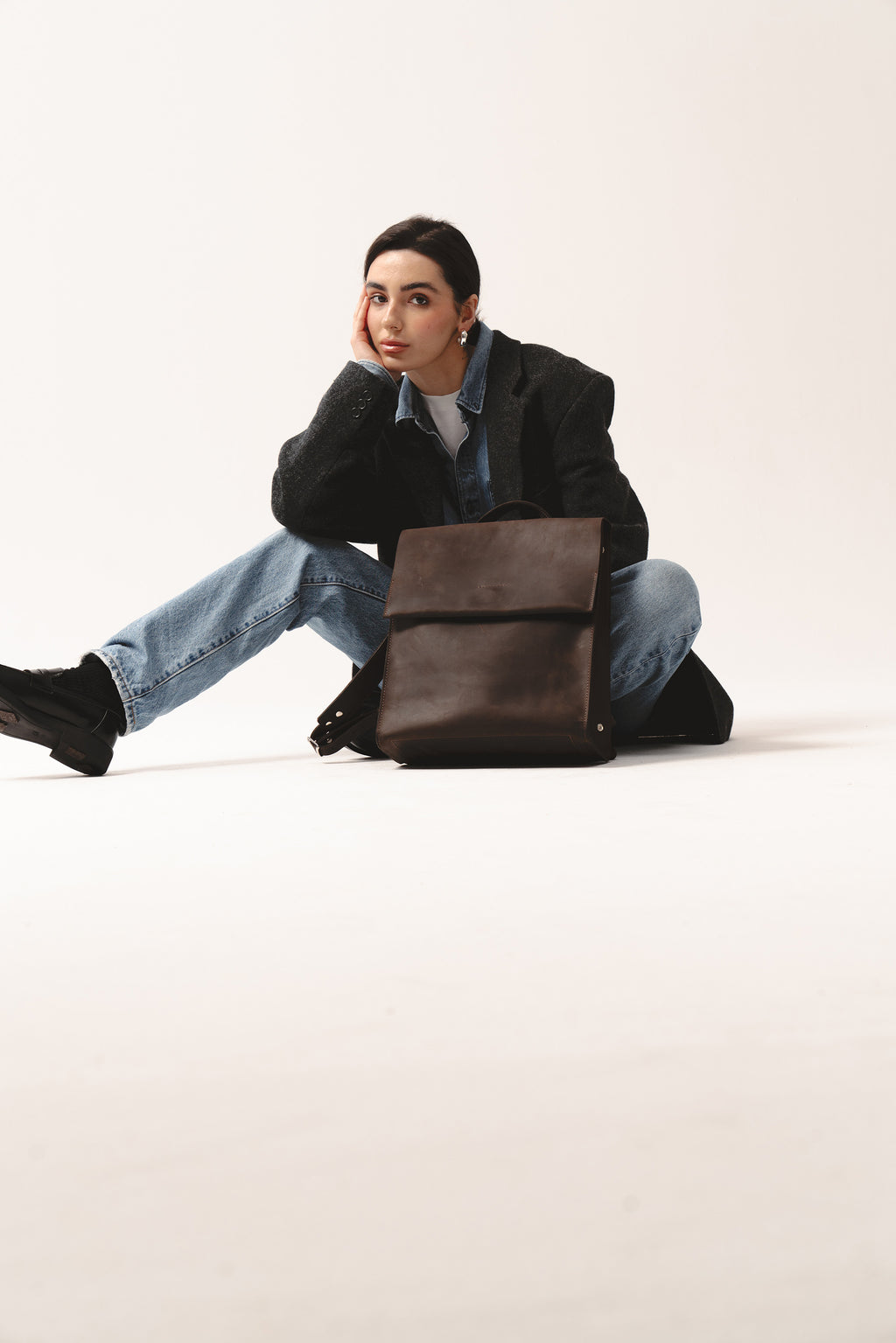 Fi Leather Backpack (Dark Brown)