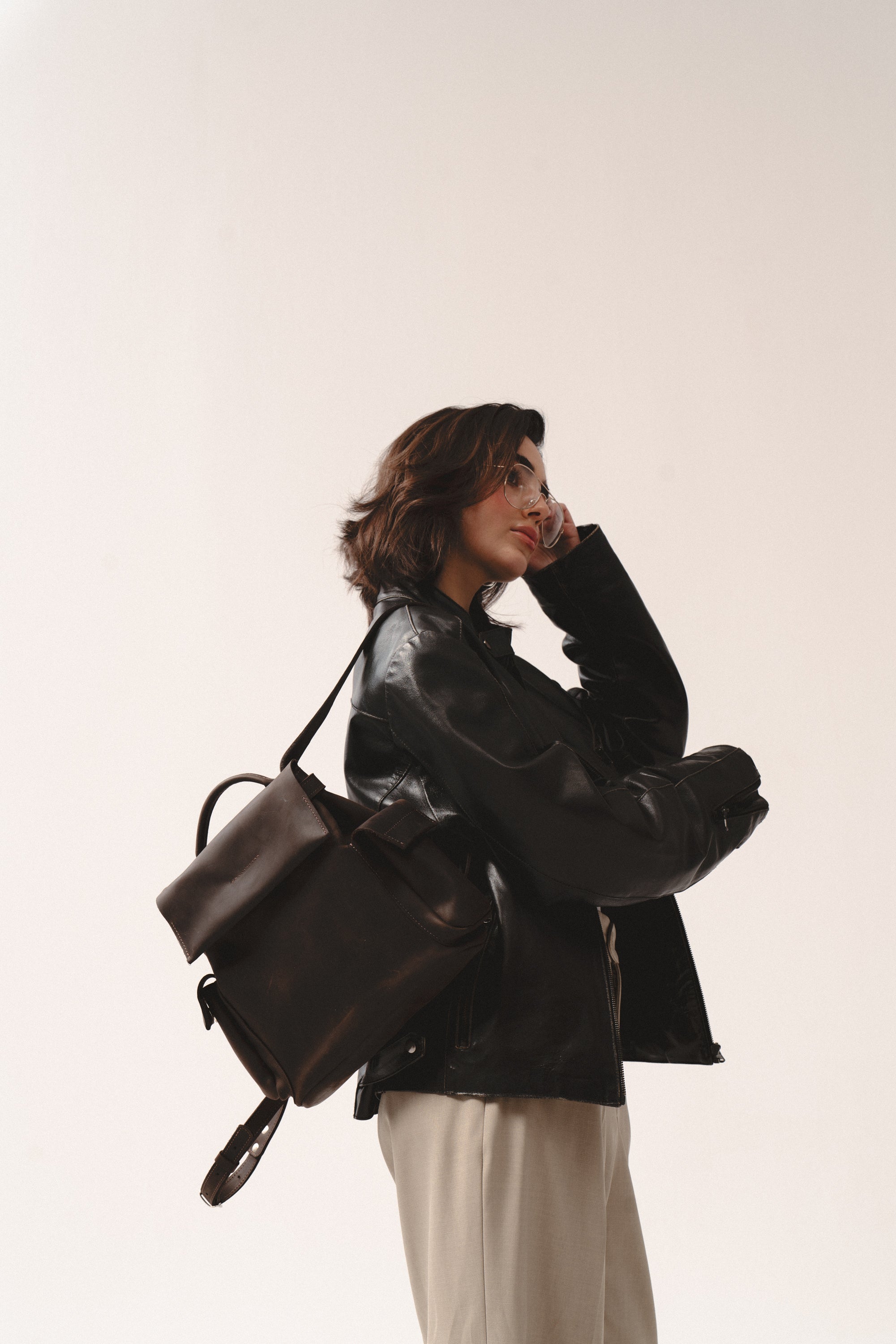 Sac à dos en cuir - EU (Noir)