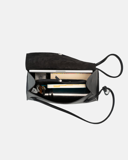 Alvera L Leather Handbag (Black)