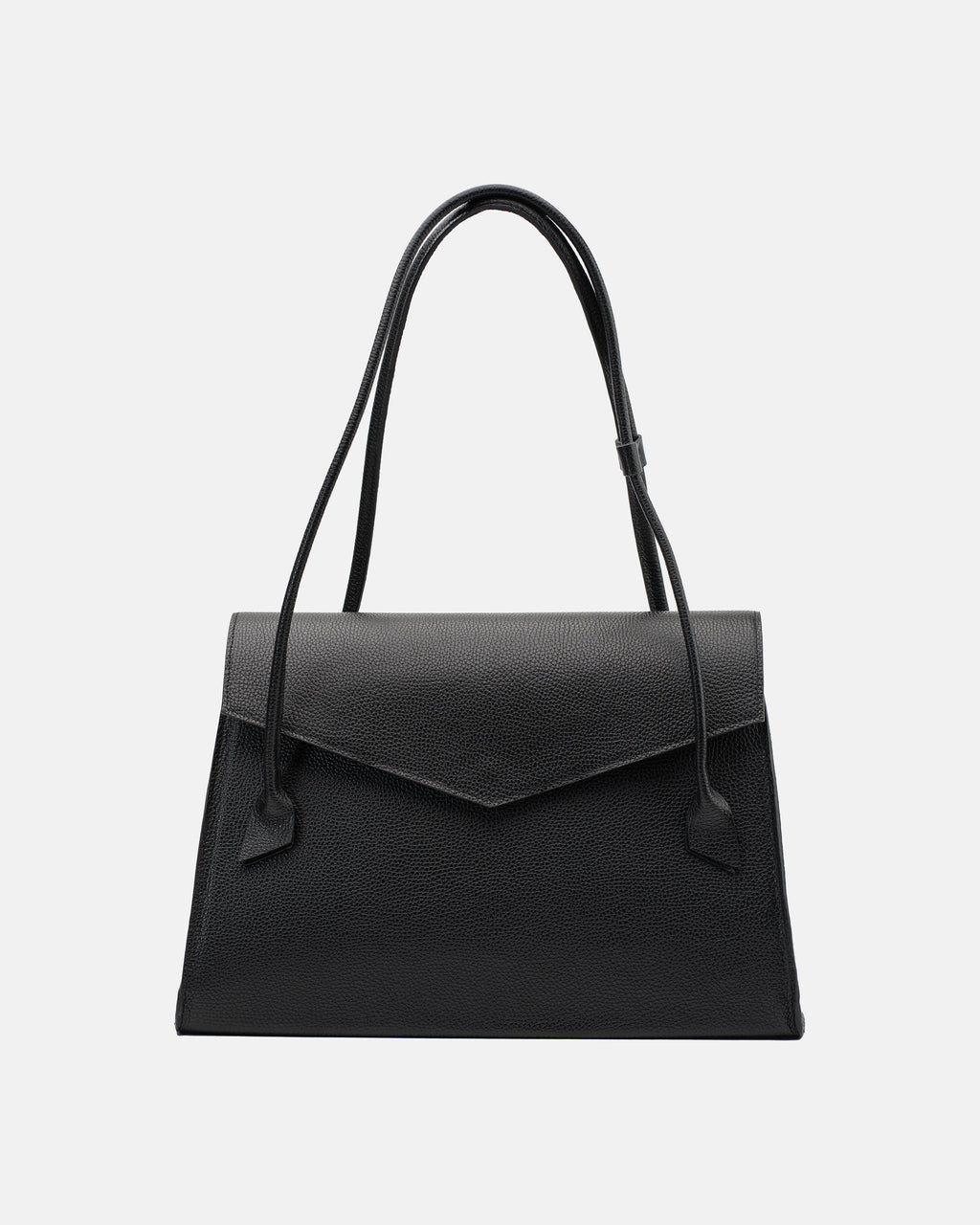 Alvera L Leather Handbag (Pebbled Black)