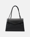Alvera L Leather Handbag (Pebbled Black)