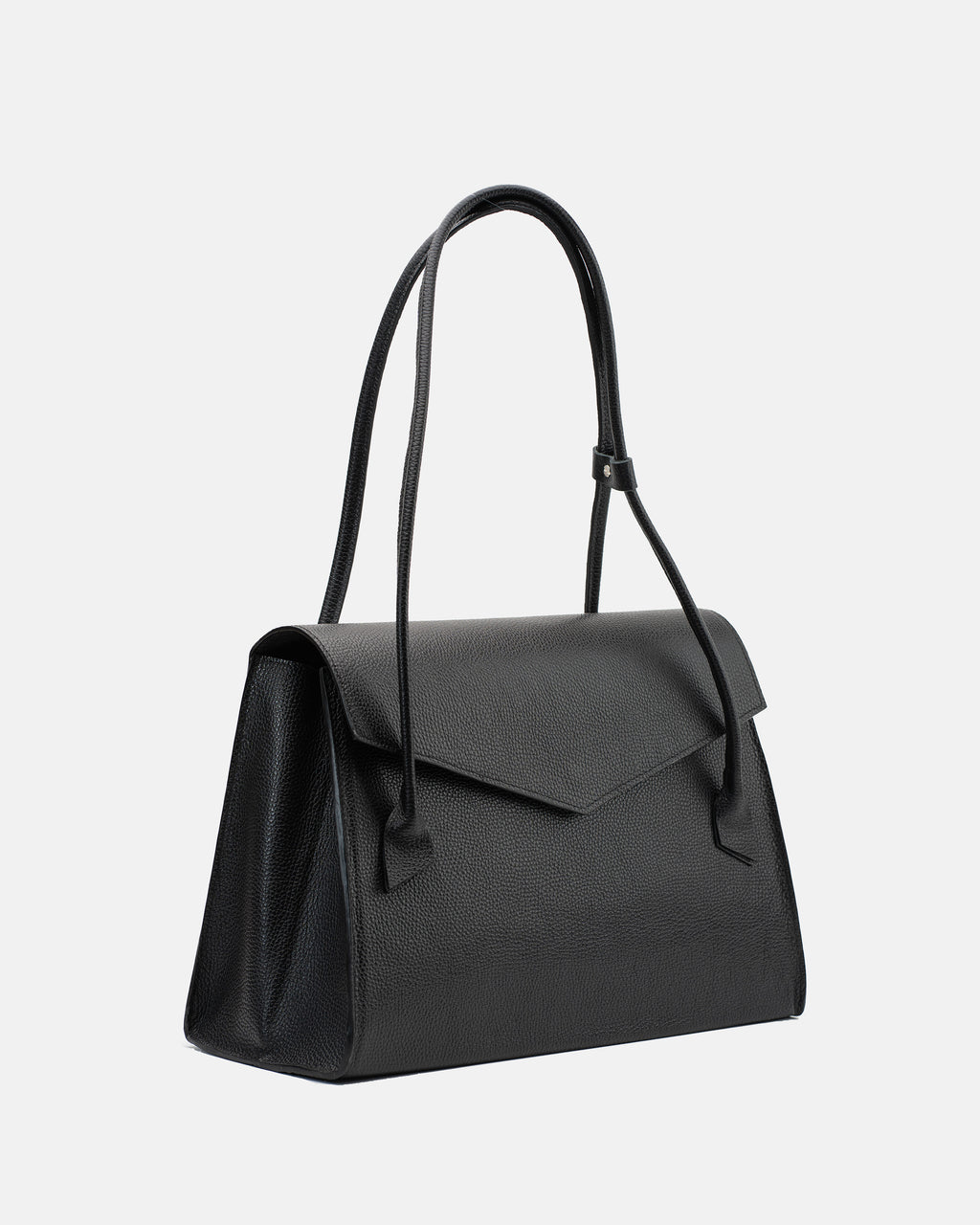 Alvera L Leather Handbag (Pebbled Black)
