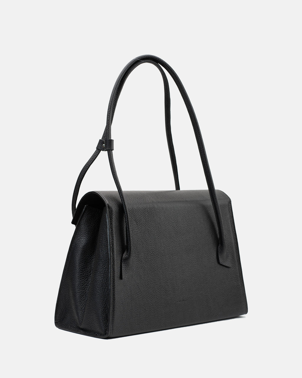 Alvera L Leather Handbag (Pebbled Black)