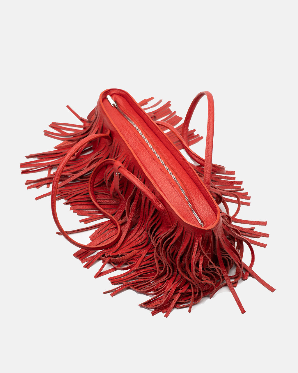The Teckelete Longue red leather handbag – detail view