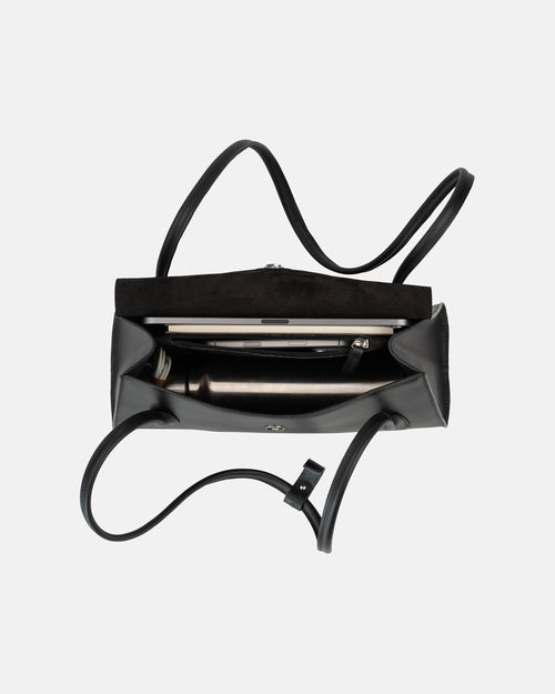 Alvera M Leather Handbag (Black)
