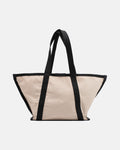 Beige Astra canvas shopper bag with black webbing handles