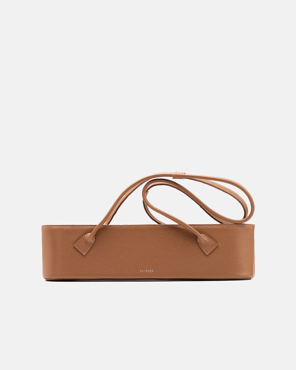 Brown Teckelete leather handbag with long handles, fourth product view