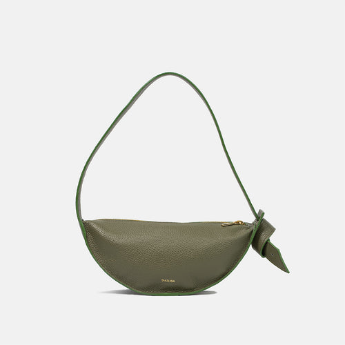 Skórzana torebka Eclipse M w kolorze oliwkowym z eleganckim paskiem