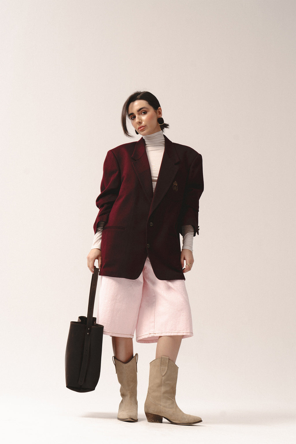 torebka shopper skórzana ciemnobrązowa – dark brown leather tote bag with shoulder strap