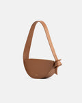 Mała brązowa torebka skórzana Eclipse M na szerokim pasku, z bocznym detalem paska