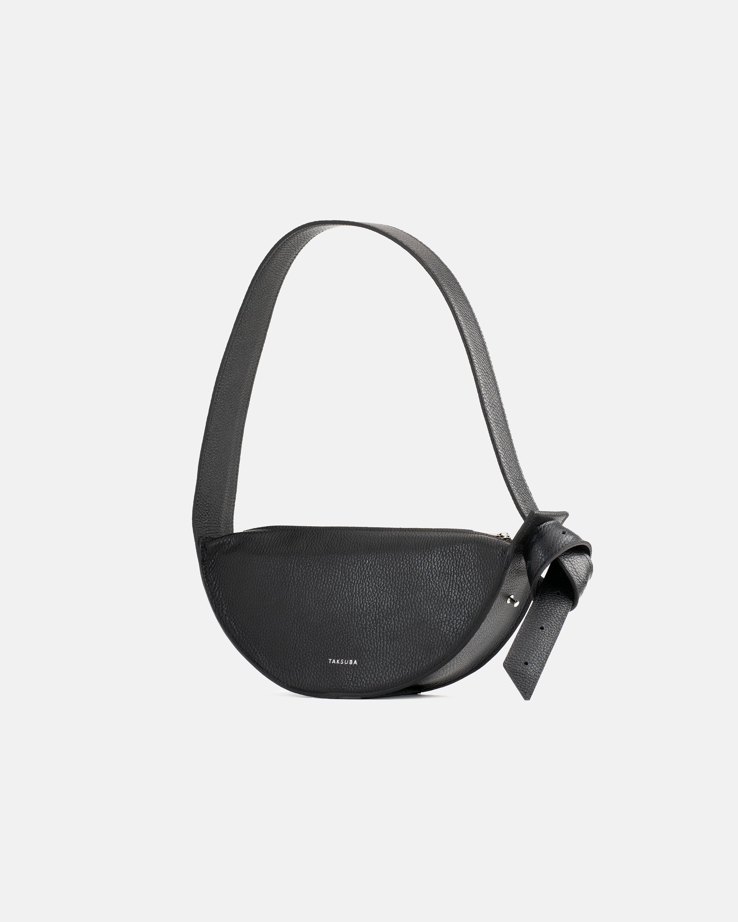 Skórzana torebka Eclipse M w kolorze czarnym na ramię, z szerokim paskiem