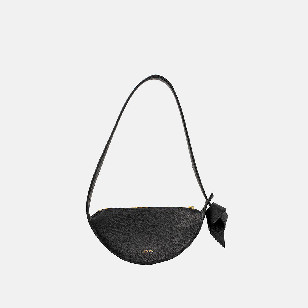 Eclipse S czarna skórzana torebka z ziarnistą teksturą