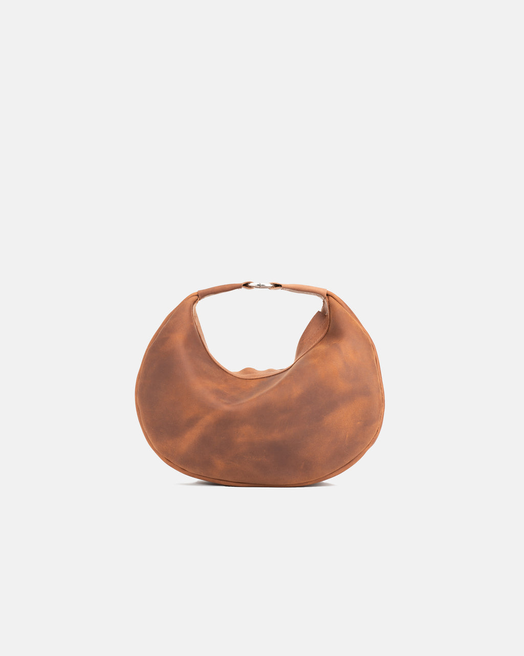 Brązowa koniakowa skórzana torebka Hedera marki Taksuba w formie do ręki, z karabińczykiem na rączce