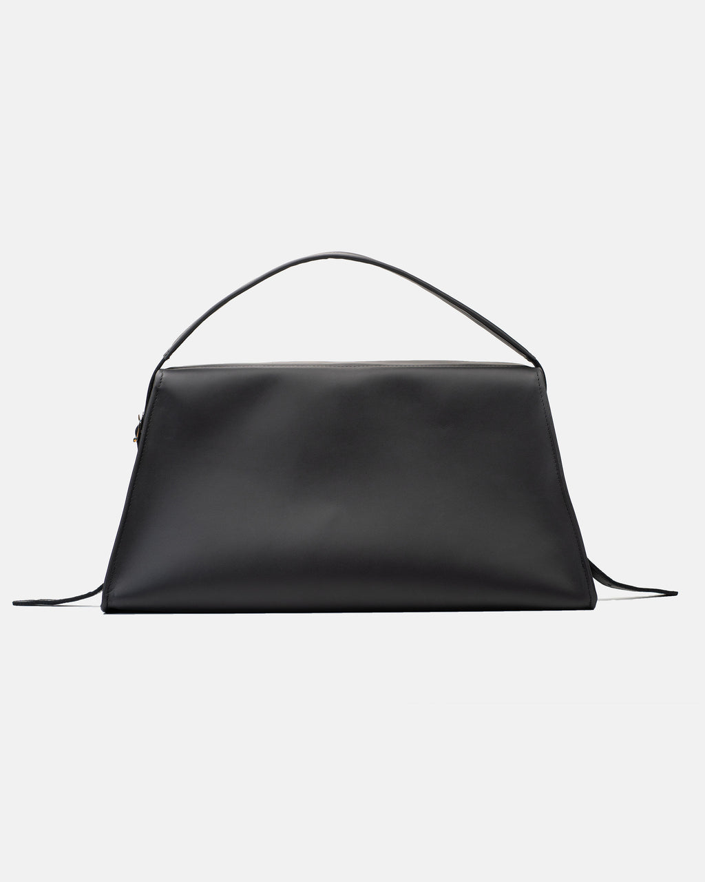 Vela black leather handbag with shoulder strap, rear view